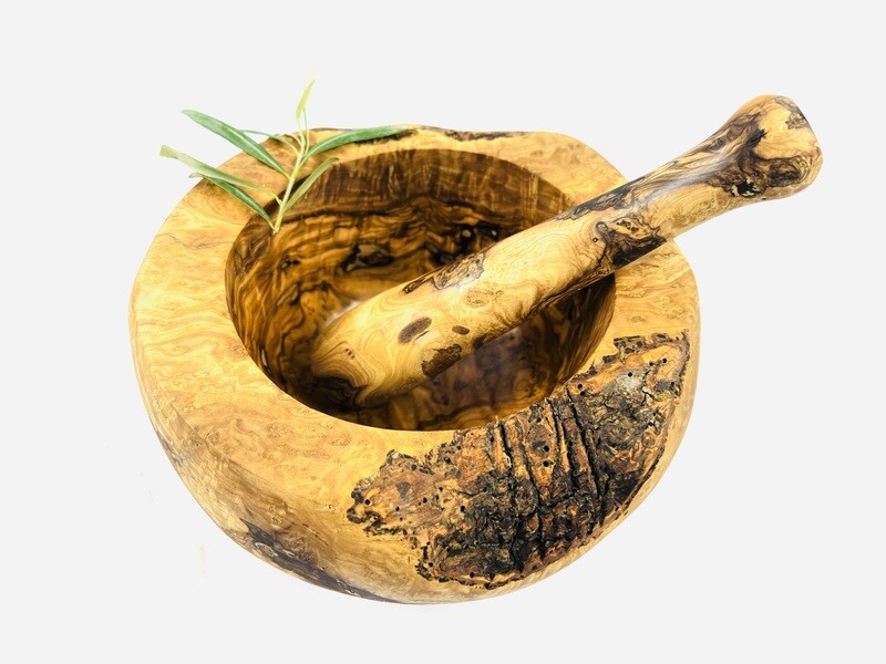 Mortier rustique naturel en bois d&#39;olivier artisanale sans aucun traitement