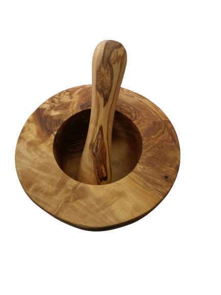 Mortier conique en bois d&#39;olivier artisanale sans aucun traitement