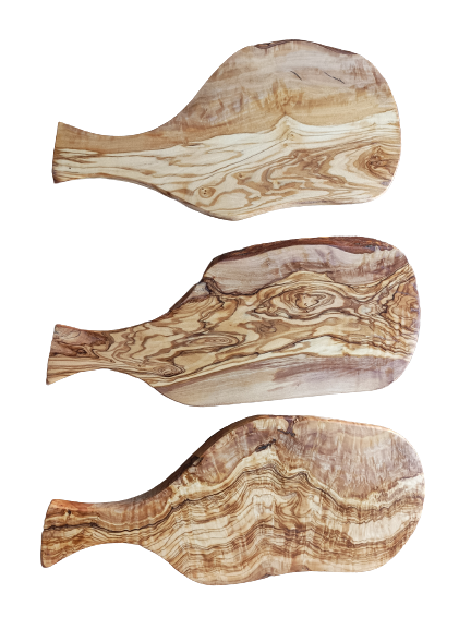 Planche à découper avec manche en bois d'olivier artisanale (sans aucun traitement)