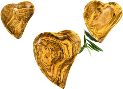 Ramequin format coeur en bois d&#39;olivier artisanale sans aucun traitement 