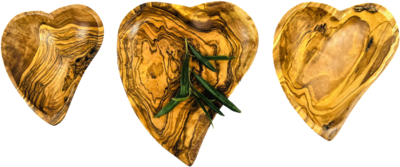 Ramequin format coeur en bois d&#39;olivier artisanale sans aucun traitement 