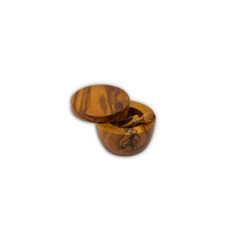 Boîte à epices artisanale avec couvercle en bois d&#39;olivier artisanale sans aucun traitement 