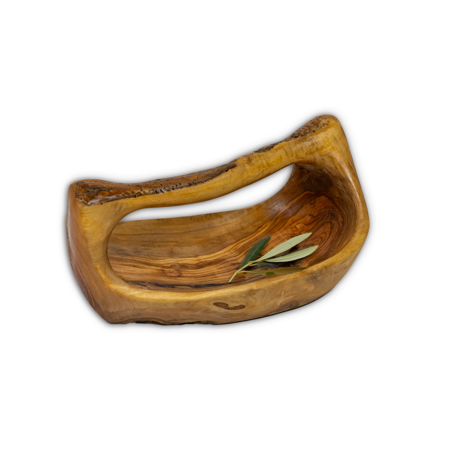 Petite Corbeille à fruit avec anse en bois d'olivier artisanale