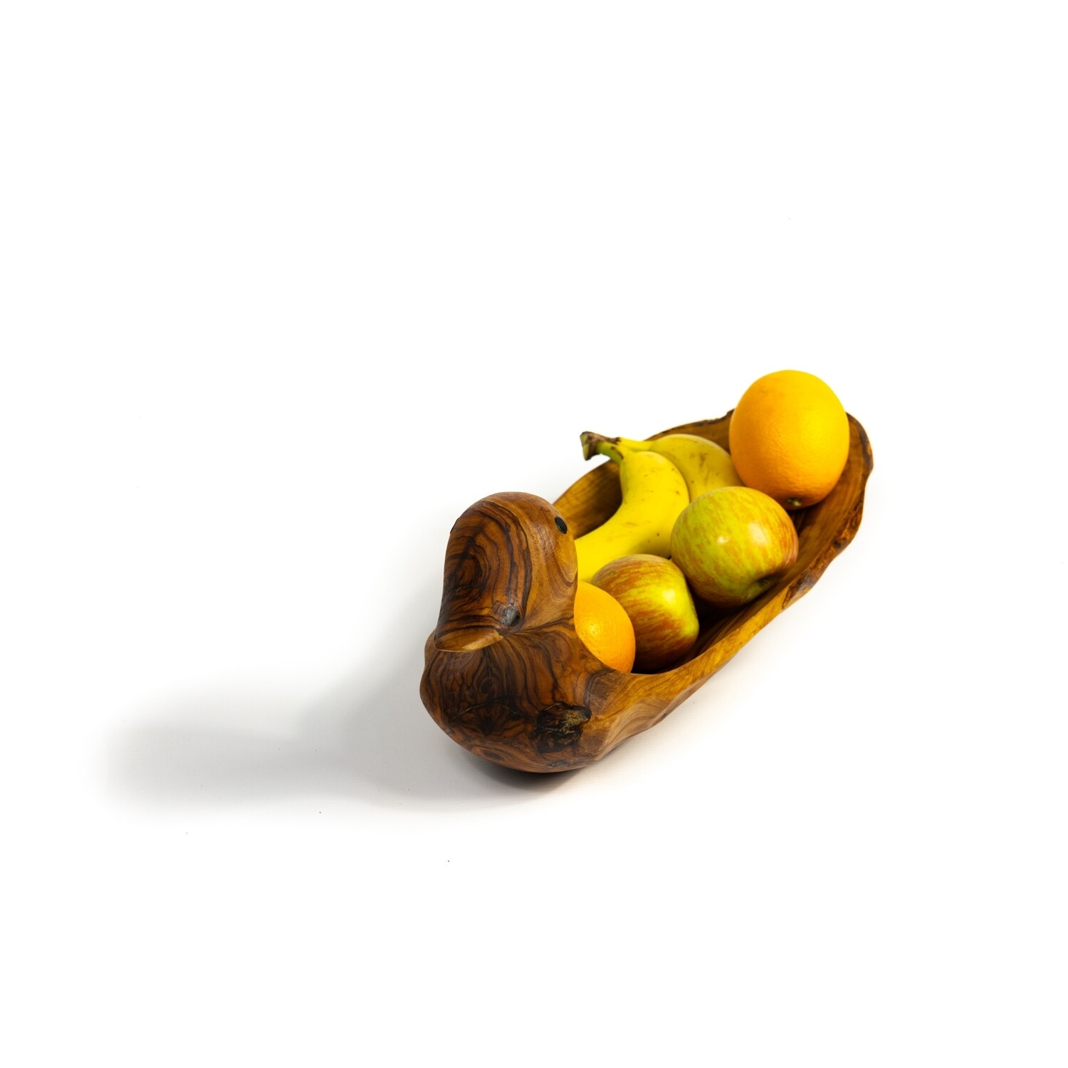 Corbeille à fruit décorative forme Canard en bois d&#39;olivier artisanale fait main sans aucun traitement 