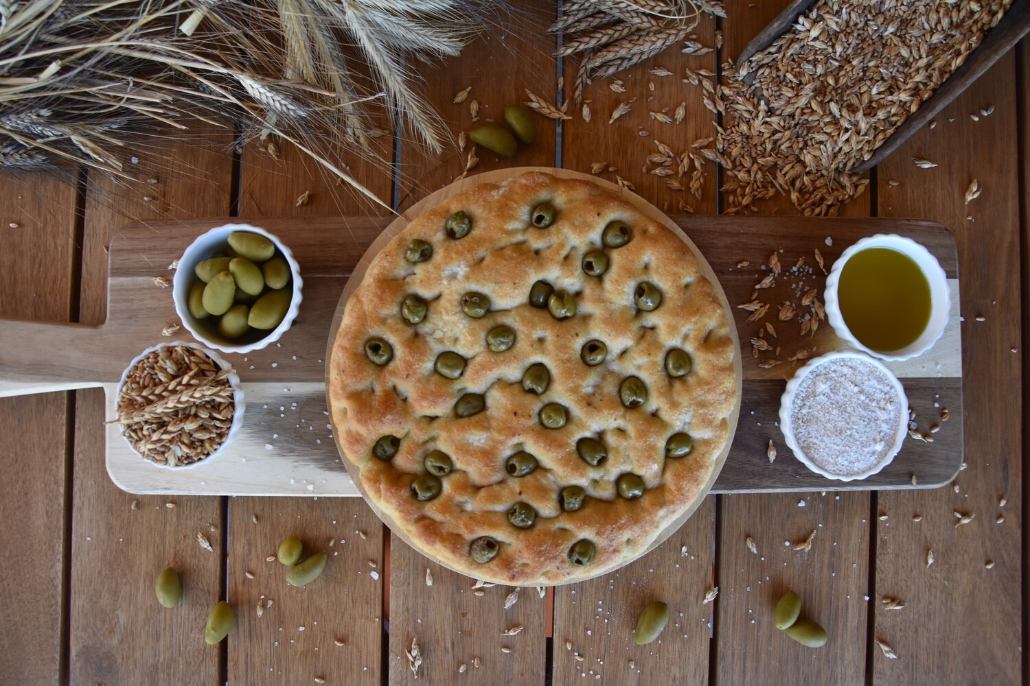 Focaccia alle Olive con farine macinate a pietra