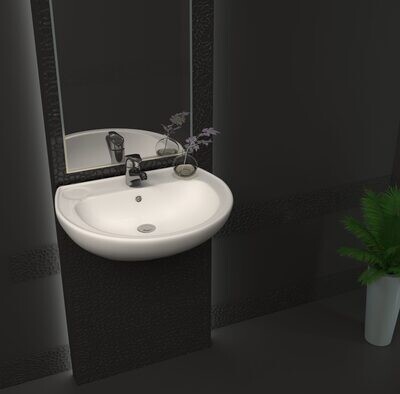 Atlas 55cm Wall Mounted Basin (1 Tap Hole)