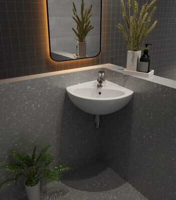 Saly Corner Wall Mounted Wash Basin (1 Tap Hole)
