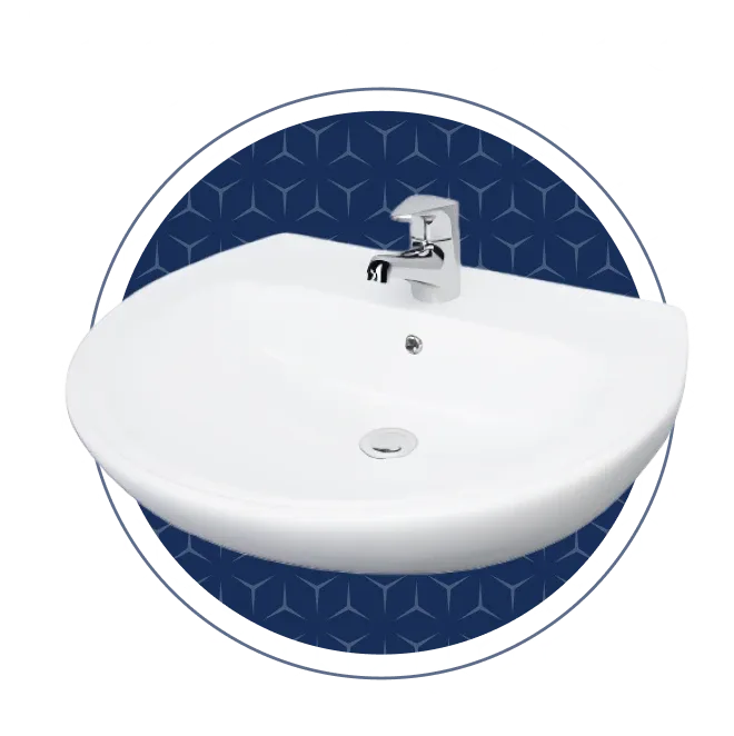 Atlas 55cm Wall Mounted Basin (1 Tap Hole)