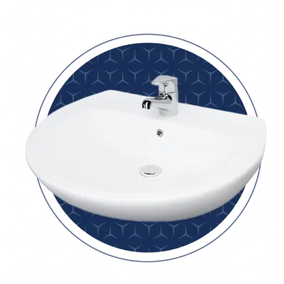 Atlas 55cm Wall Mounted Basin (1 Tap Hole)