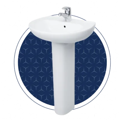 Atlas 50cm Basin Pre punch with Atlas Full Pedestal