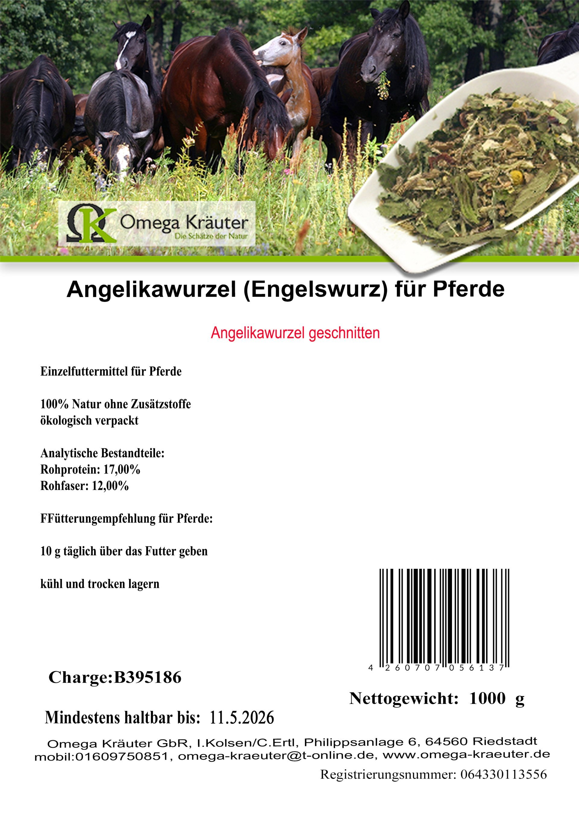 Angelikawurzel (Engelswurz) geschnitten für Pferde