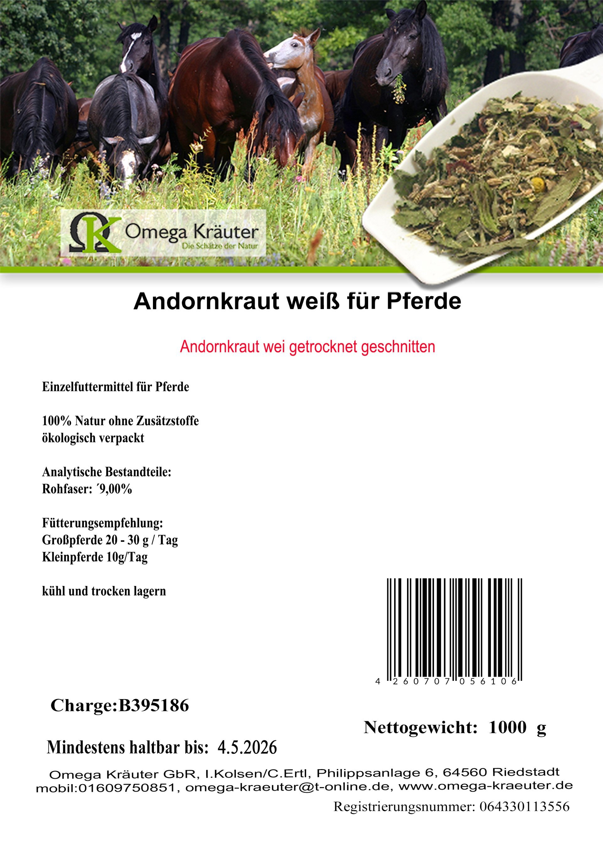 Andornkraut weiss, geschnitten für Pferde