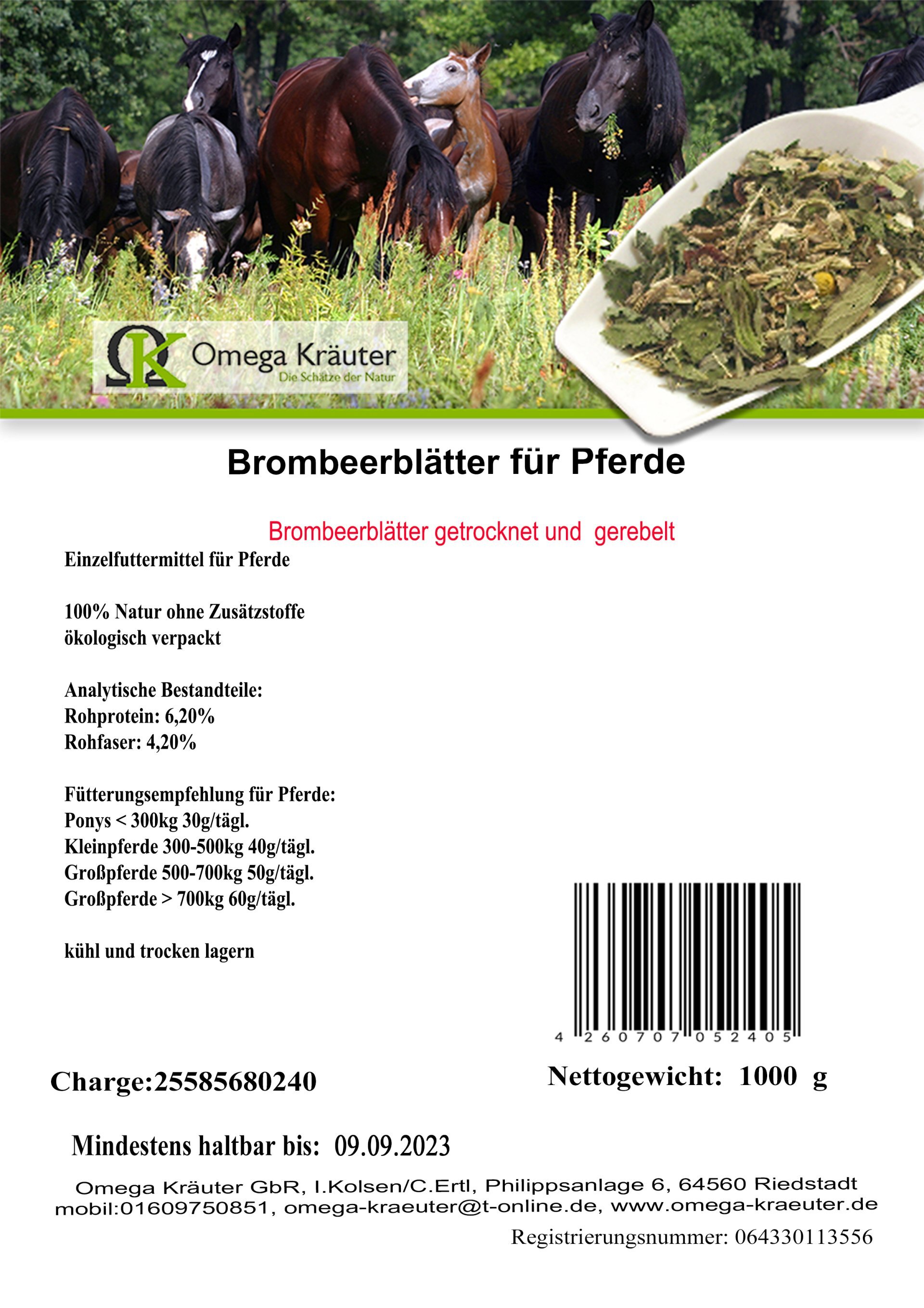 Brombeerblätter gerebelt für Pferde