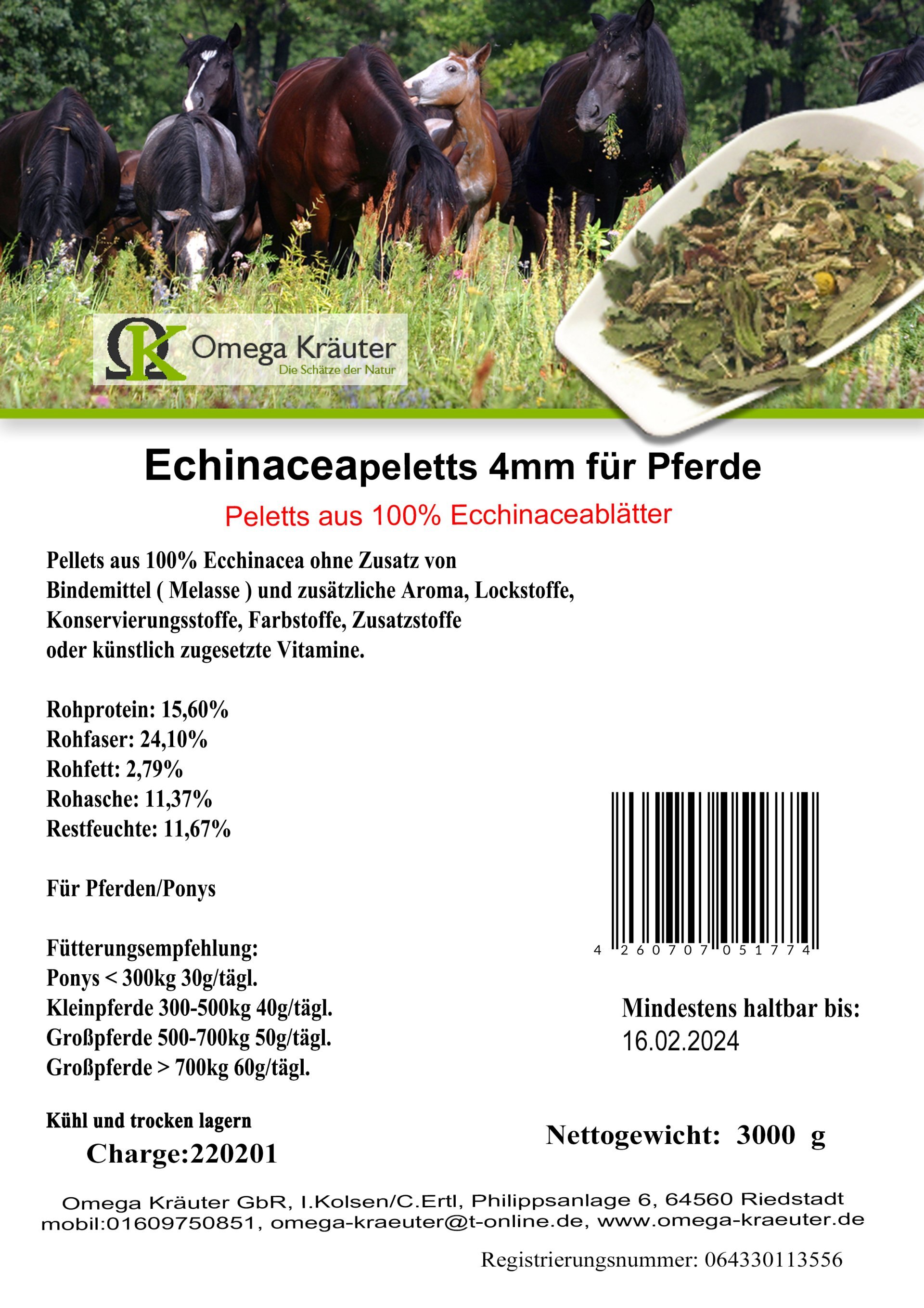 Ecchinacea (Sonnenhut) Peletts für Pferde