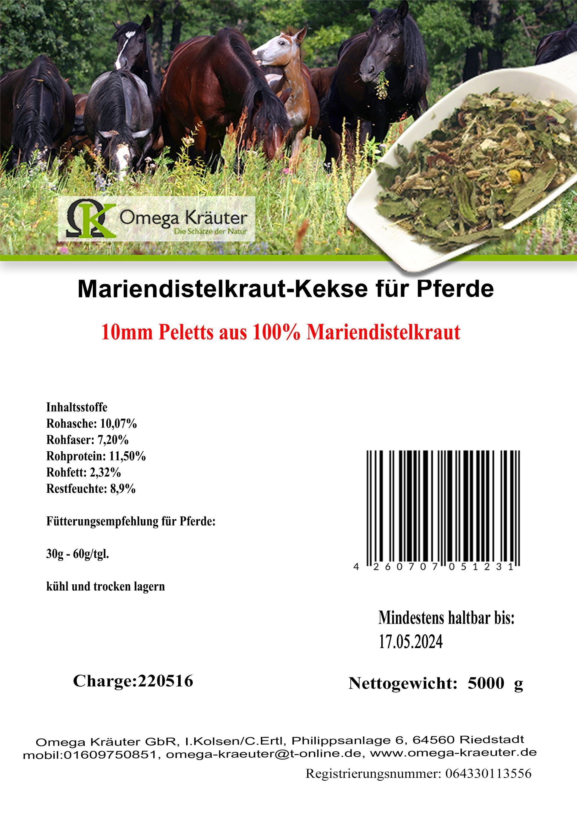 Mariendistelkraut-Kekse 10mm für Pferde