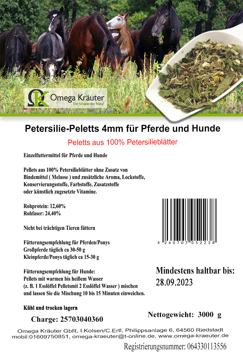 Petersilie-Pellets 4mm für Pferde und Hunde