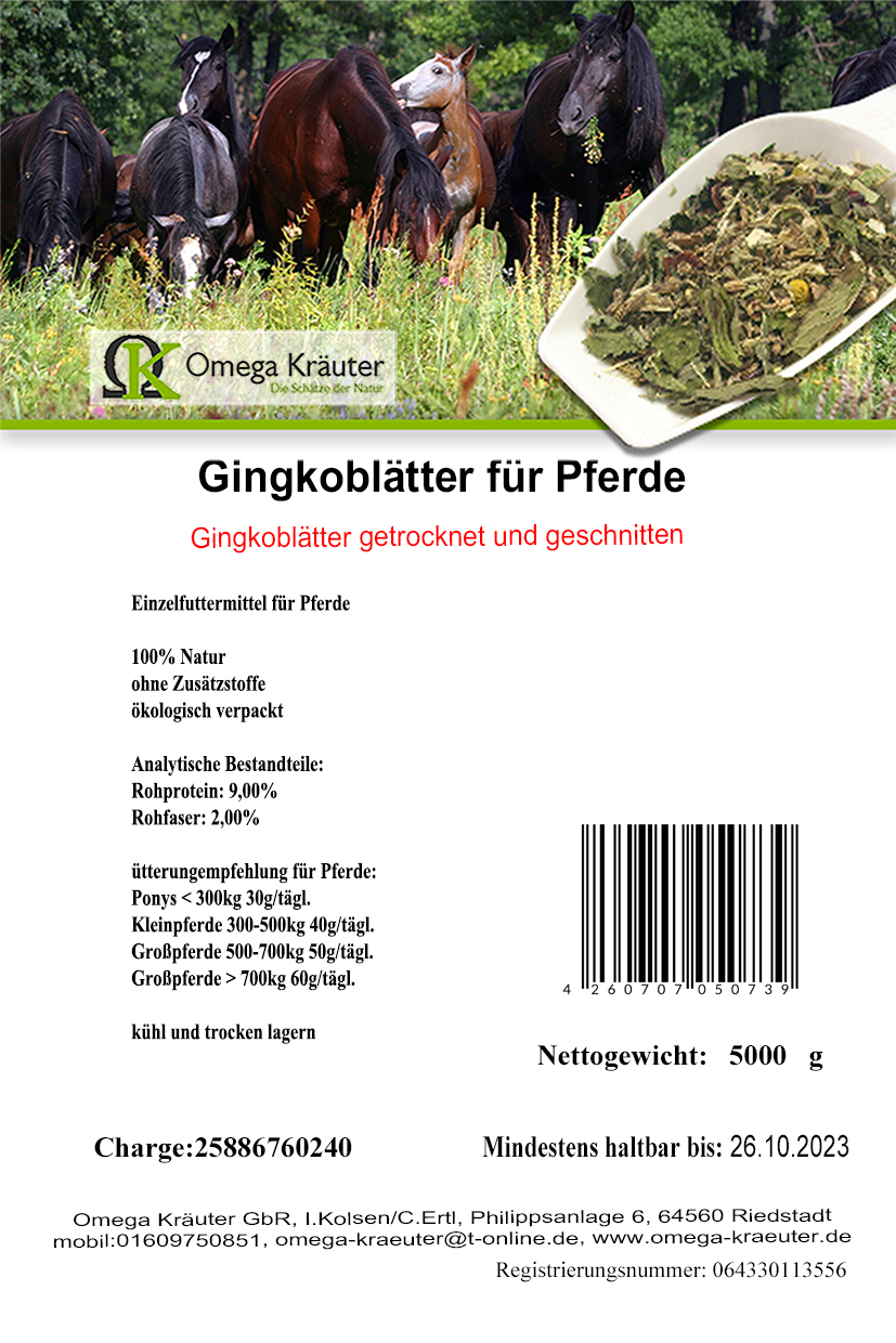Gingkoblätter geschnitten für Pferde