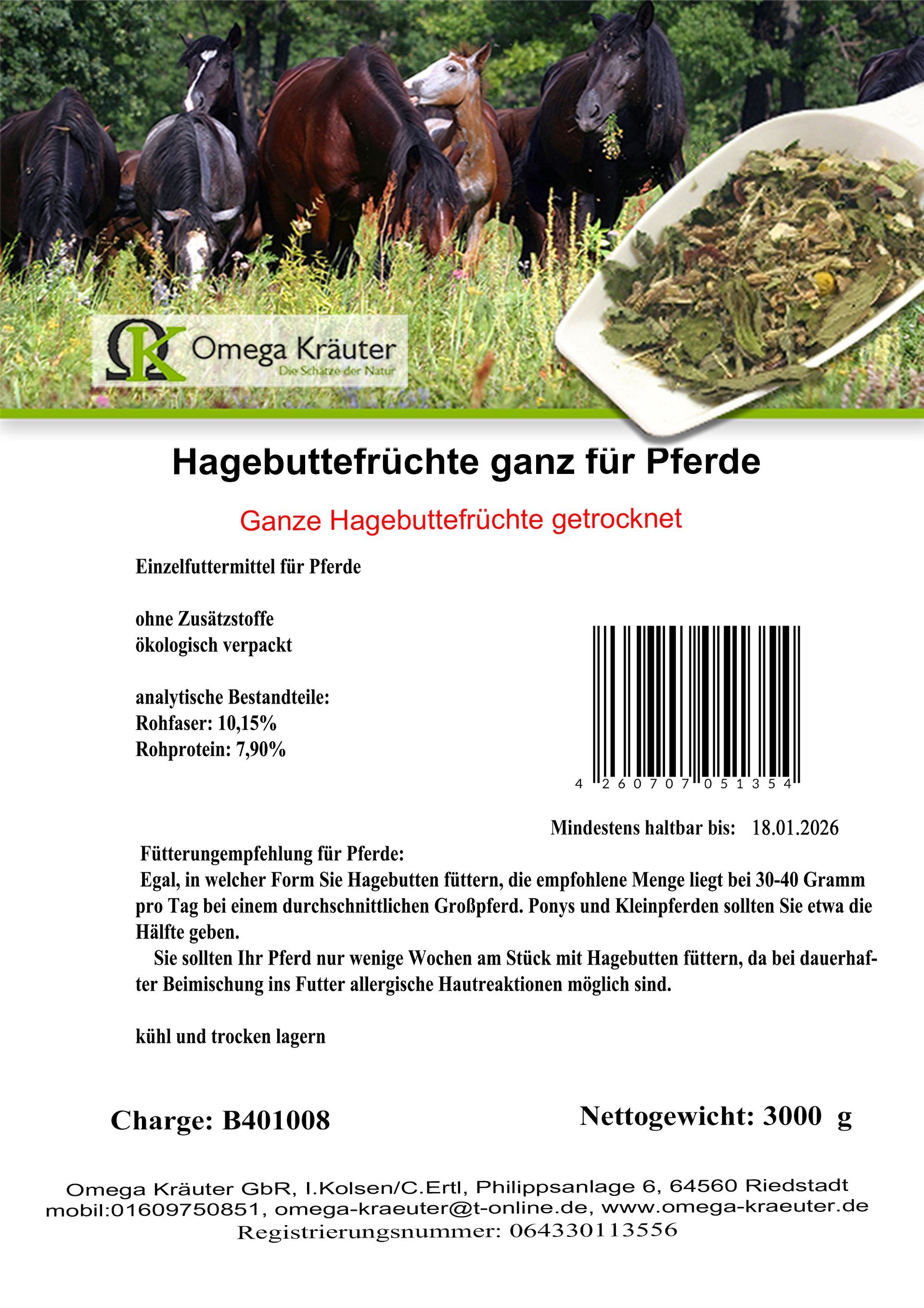 Hagebuttefrüchte ganz für Pferde