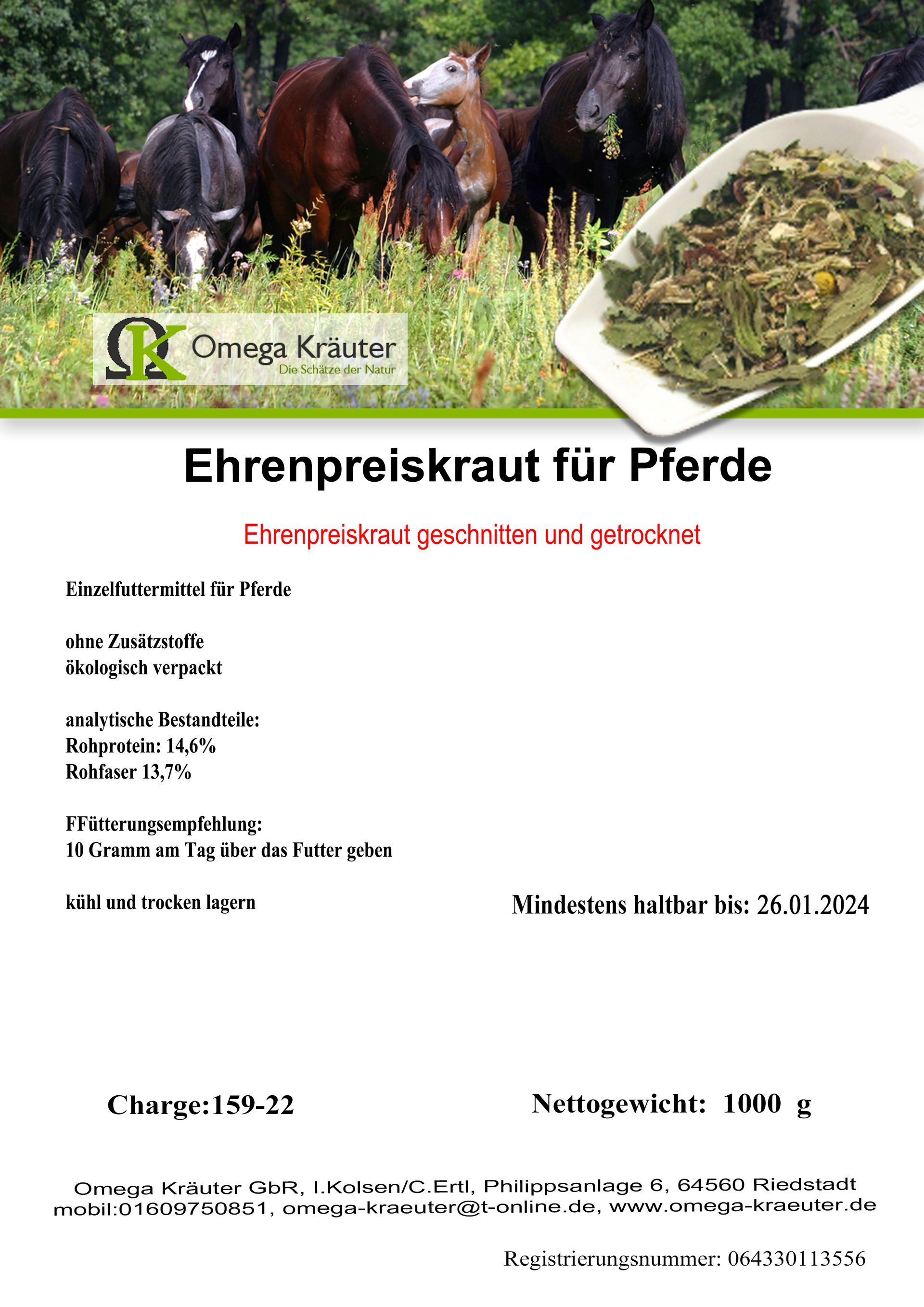 Ehrenpreiskraut für Pferde