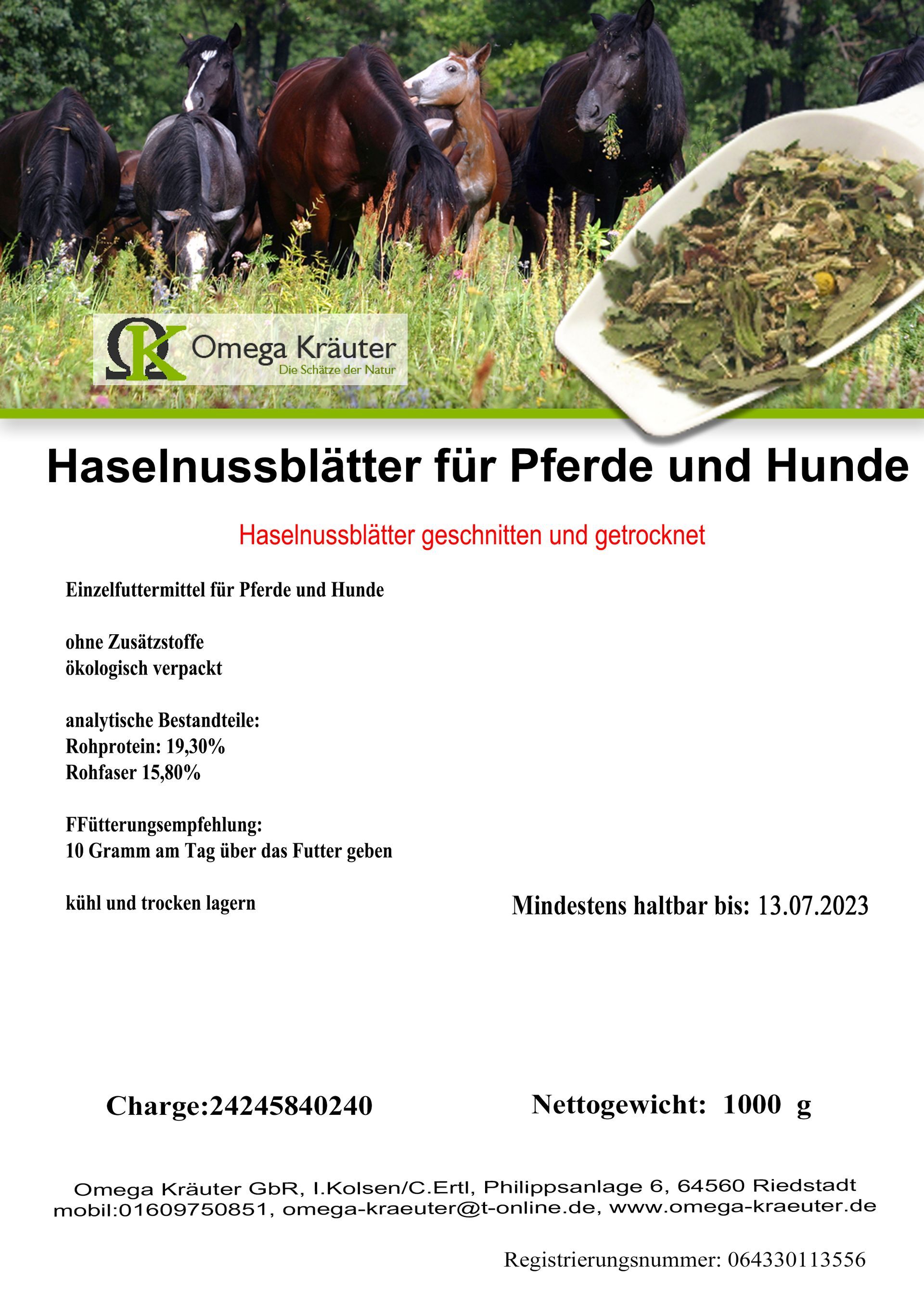 Haselnussblätter für Pferde und Hunde