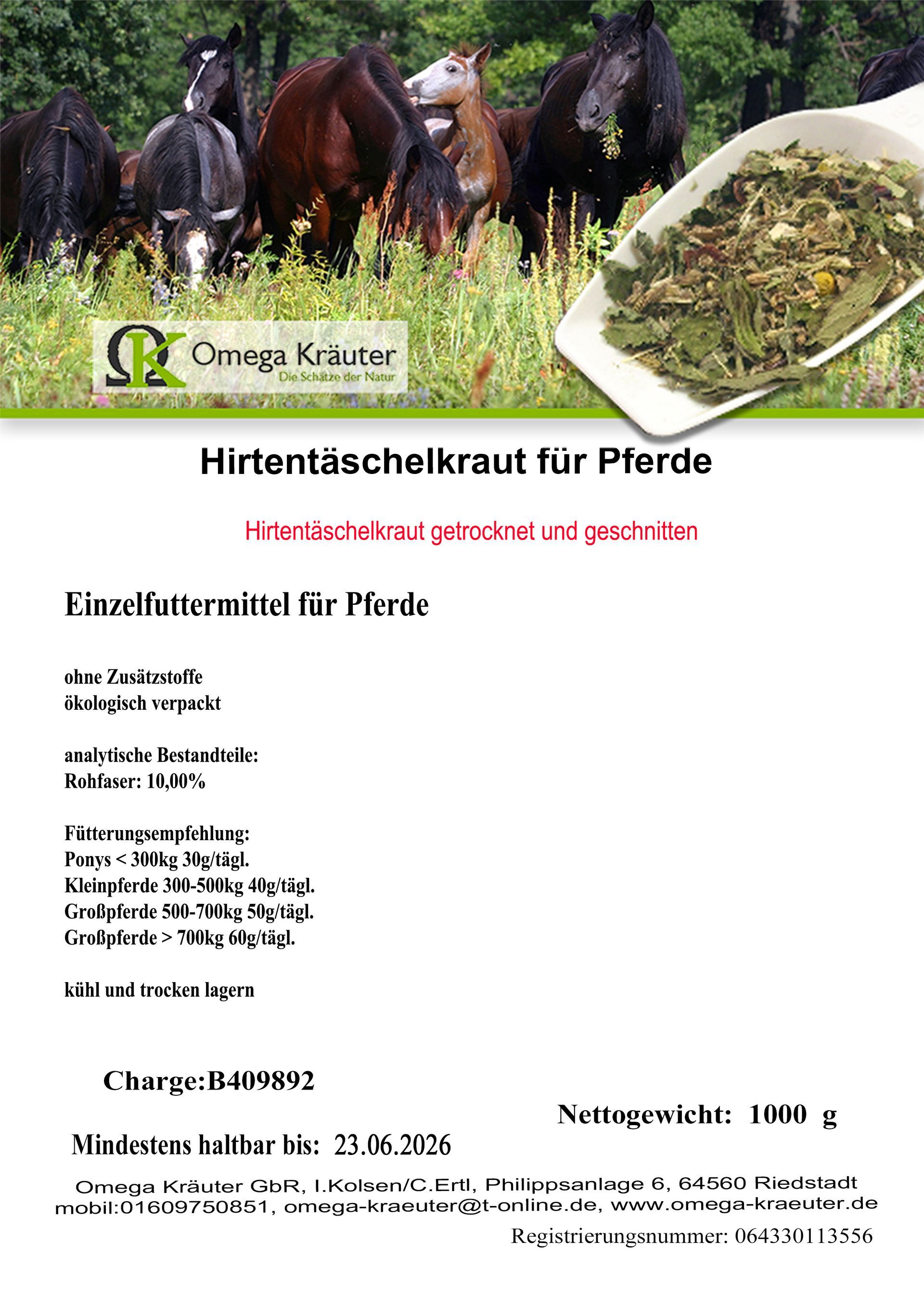 Hirtentäschelkraut für Pferde