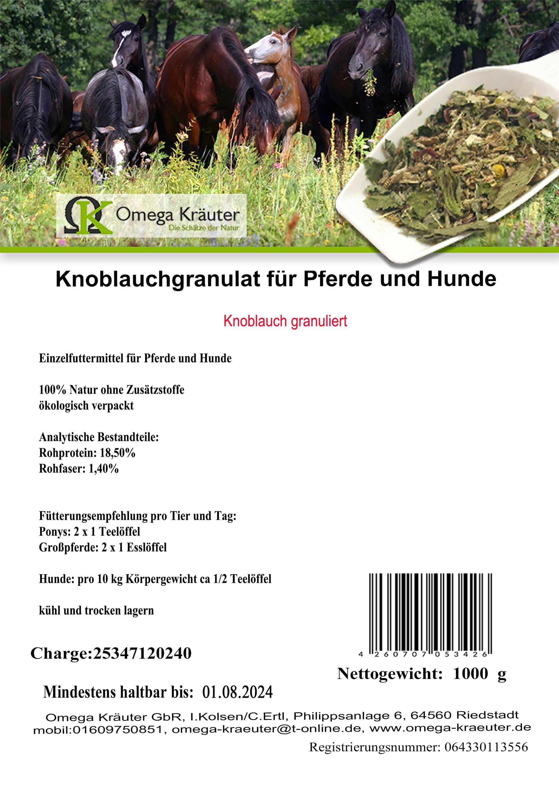 Knoblauchgranulat G 2 für Pferde und Hunde