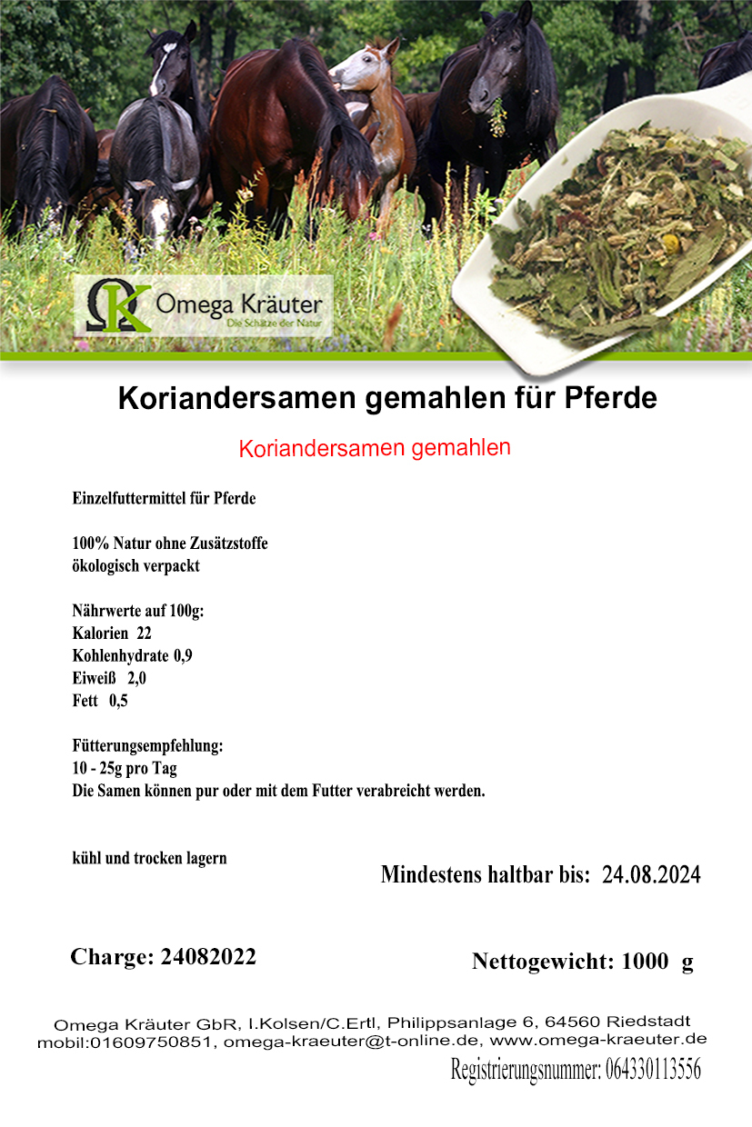 Koriander gemahlen für Pferde