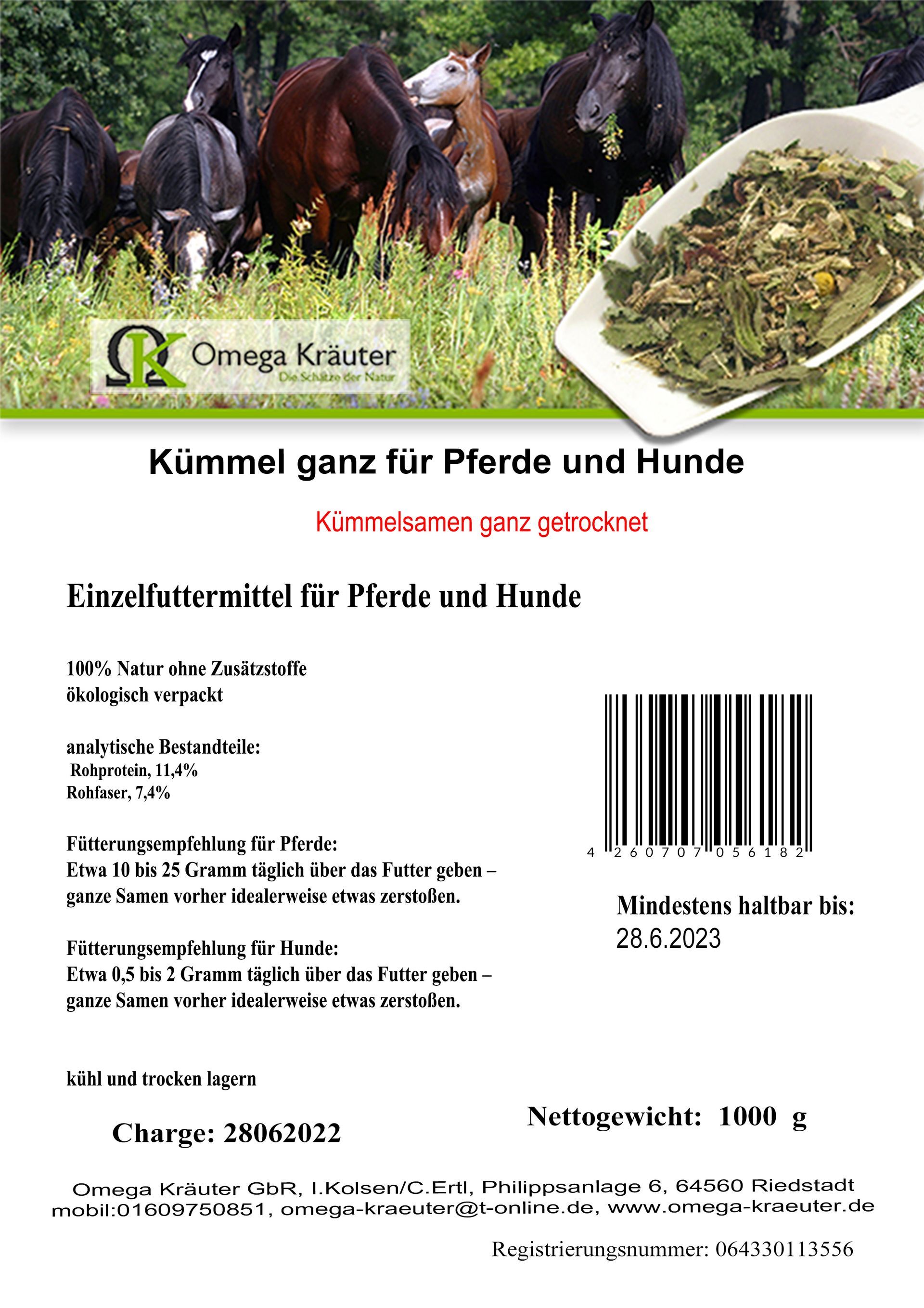 Kümmel ganz für Pferde und Hunde