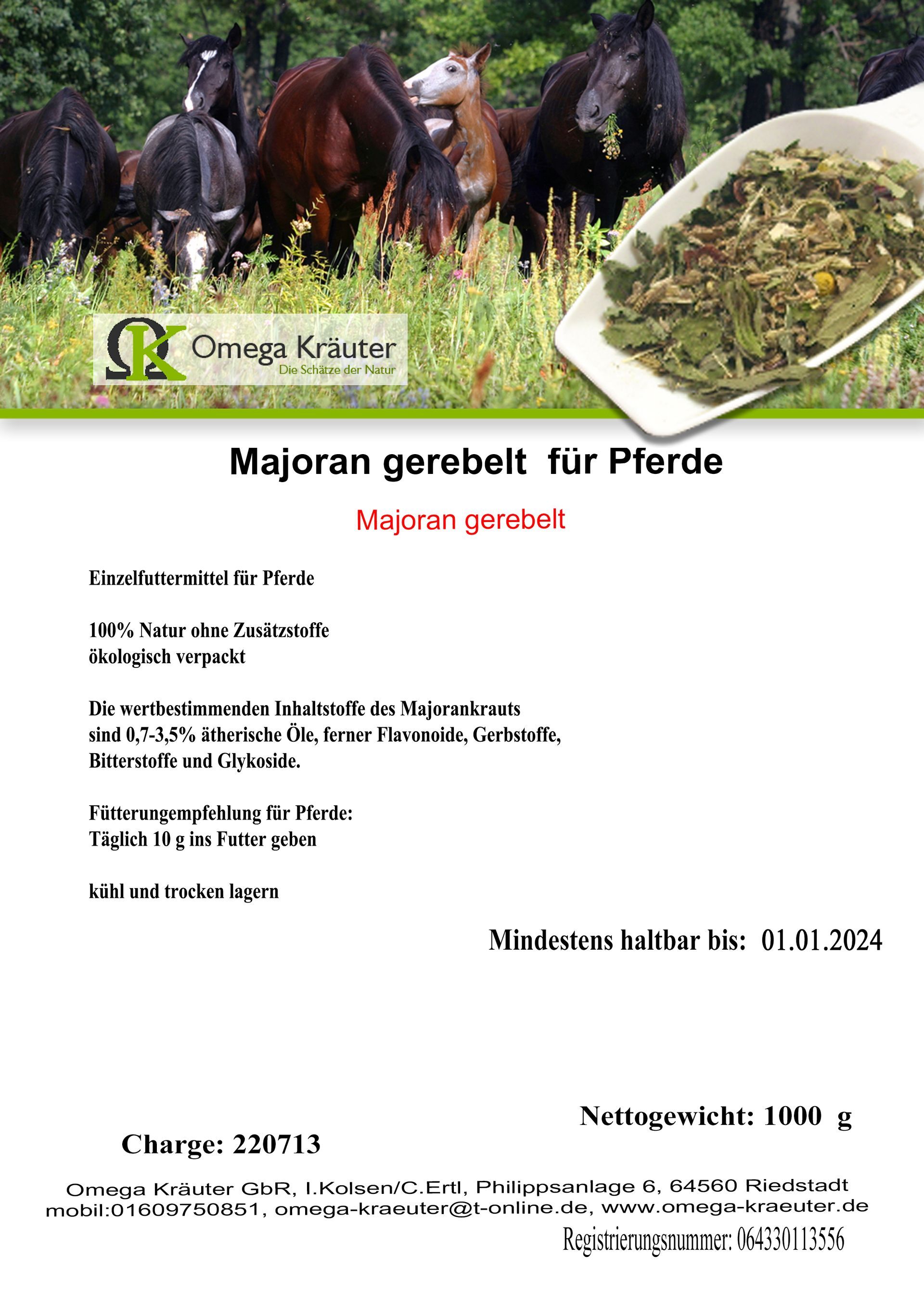 Majoran gerebelt für Pferde