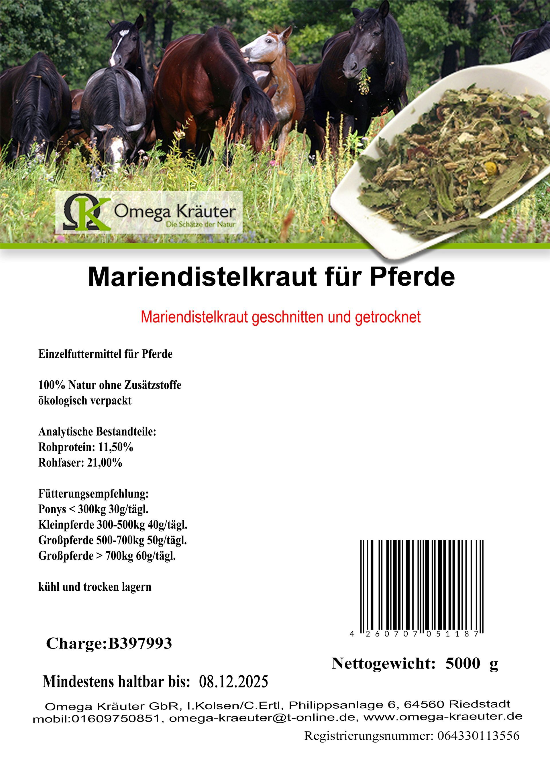 Mariendistelkraut für Pferde