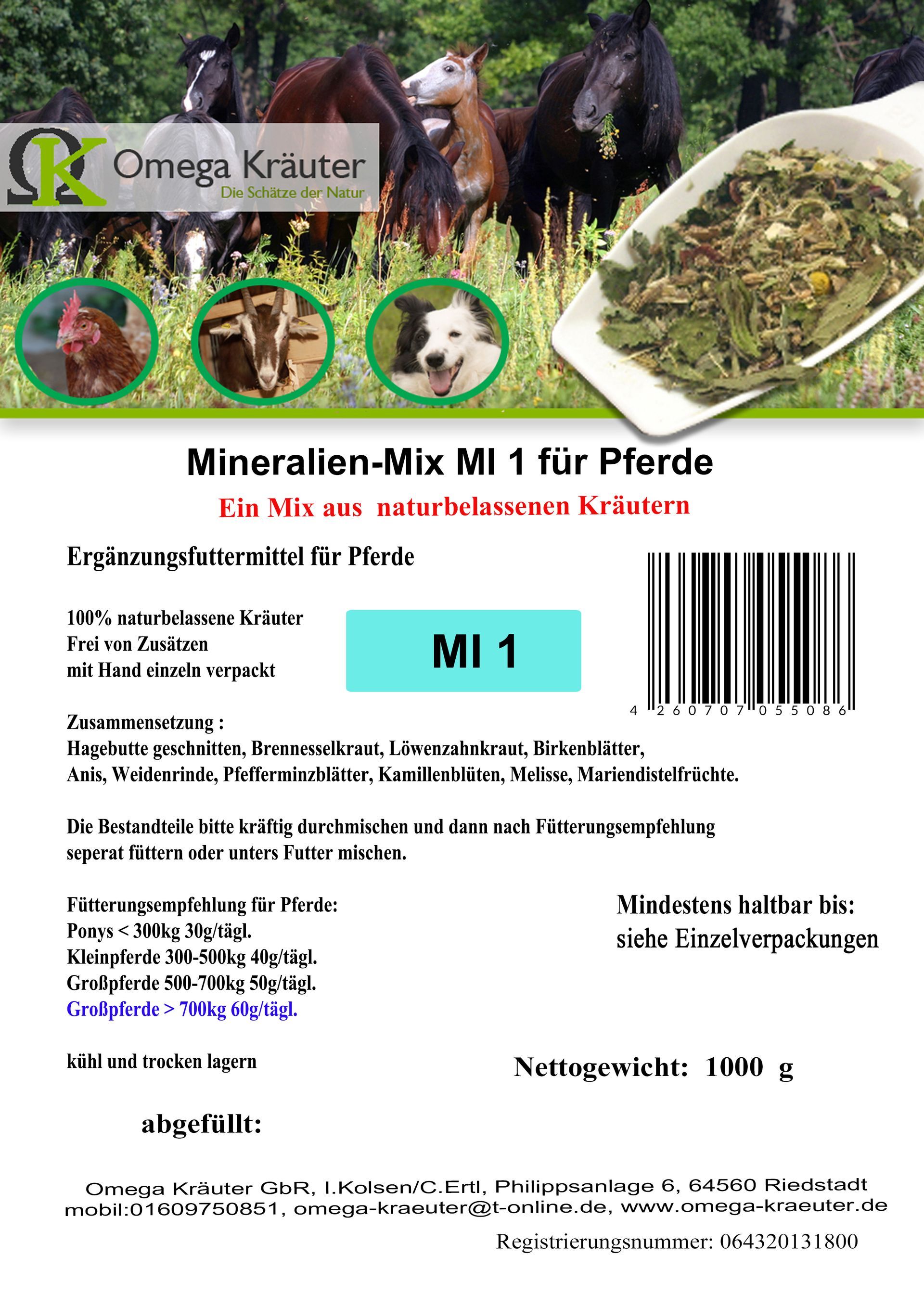 Mineralien-Box MI 1 für Pferde