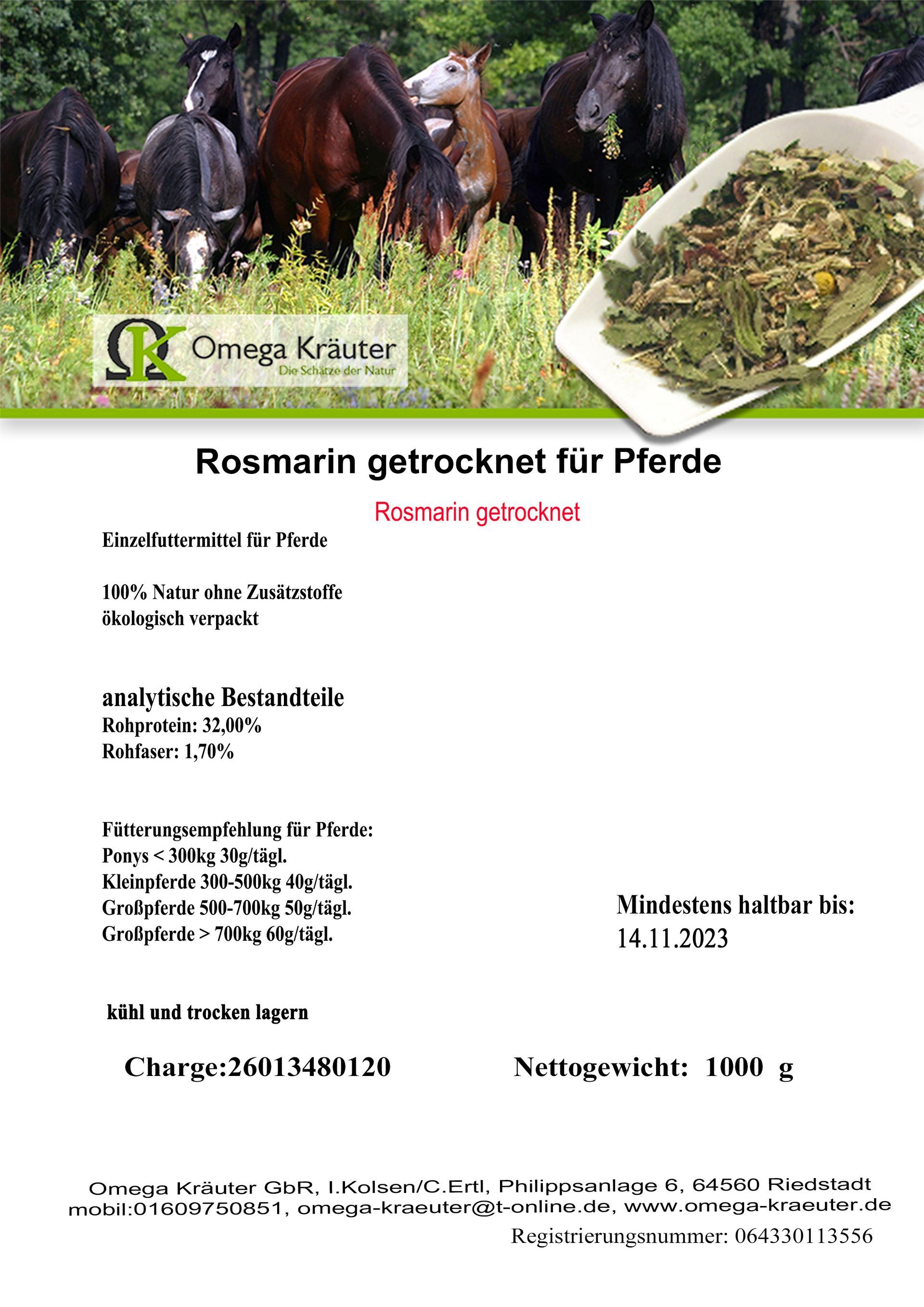 Rosmarin getrocknet für Pferde