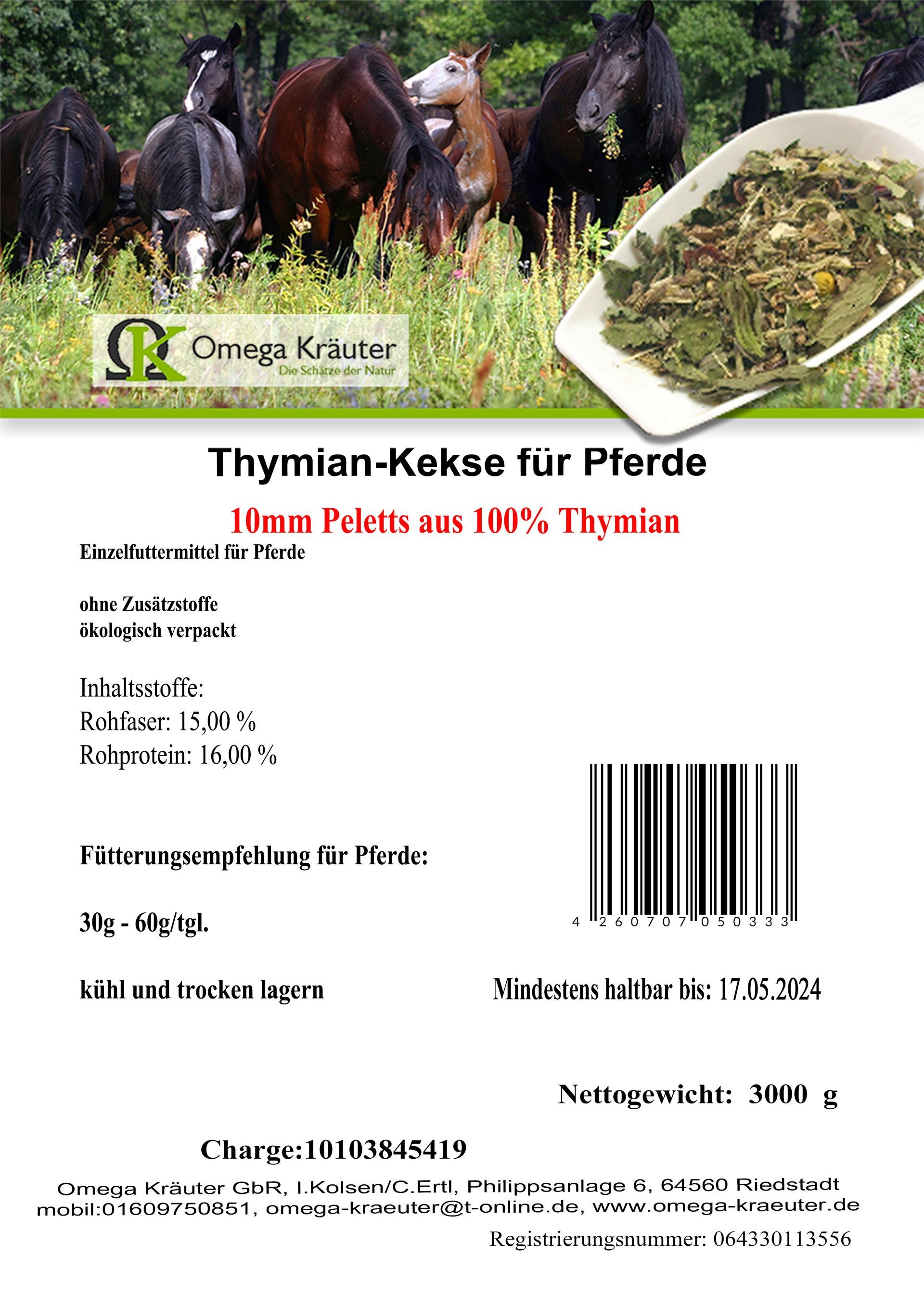 Thymian-Kekse 10mm für Pferde