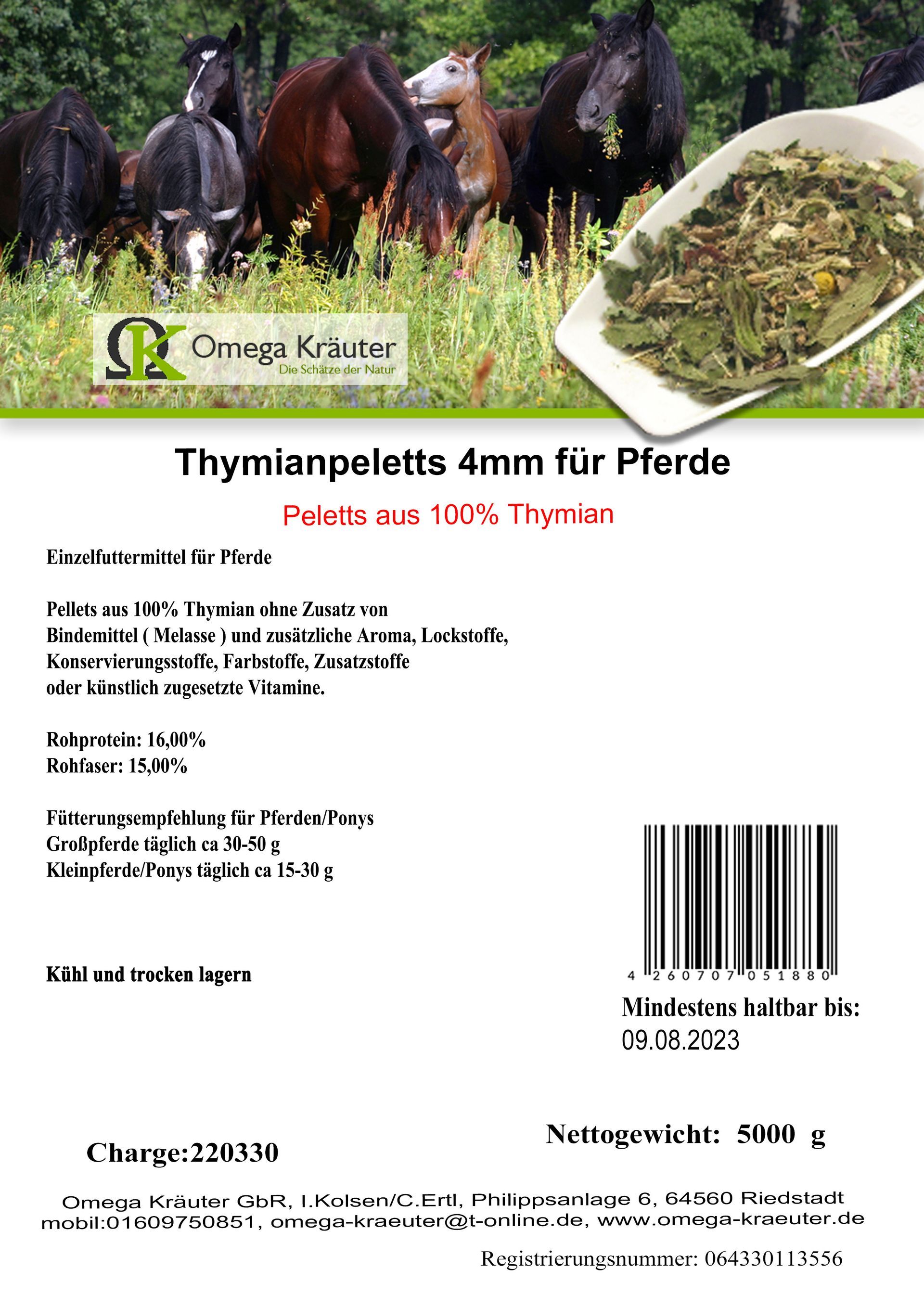 Thymian Pellets 4mm für Pferde