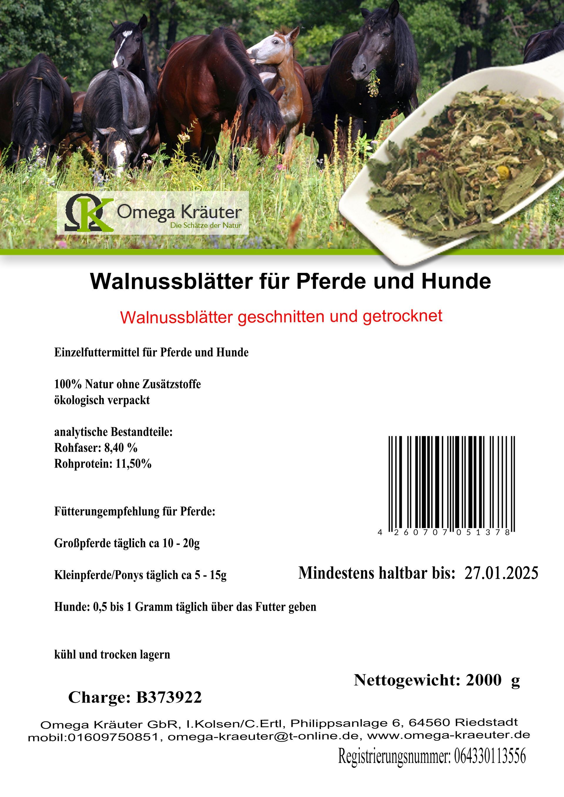 Walnussblätter für Pferde und Hunde