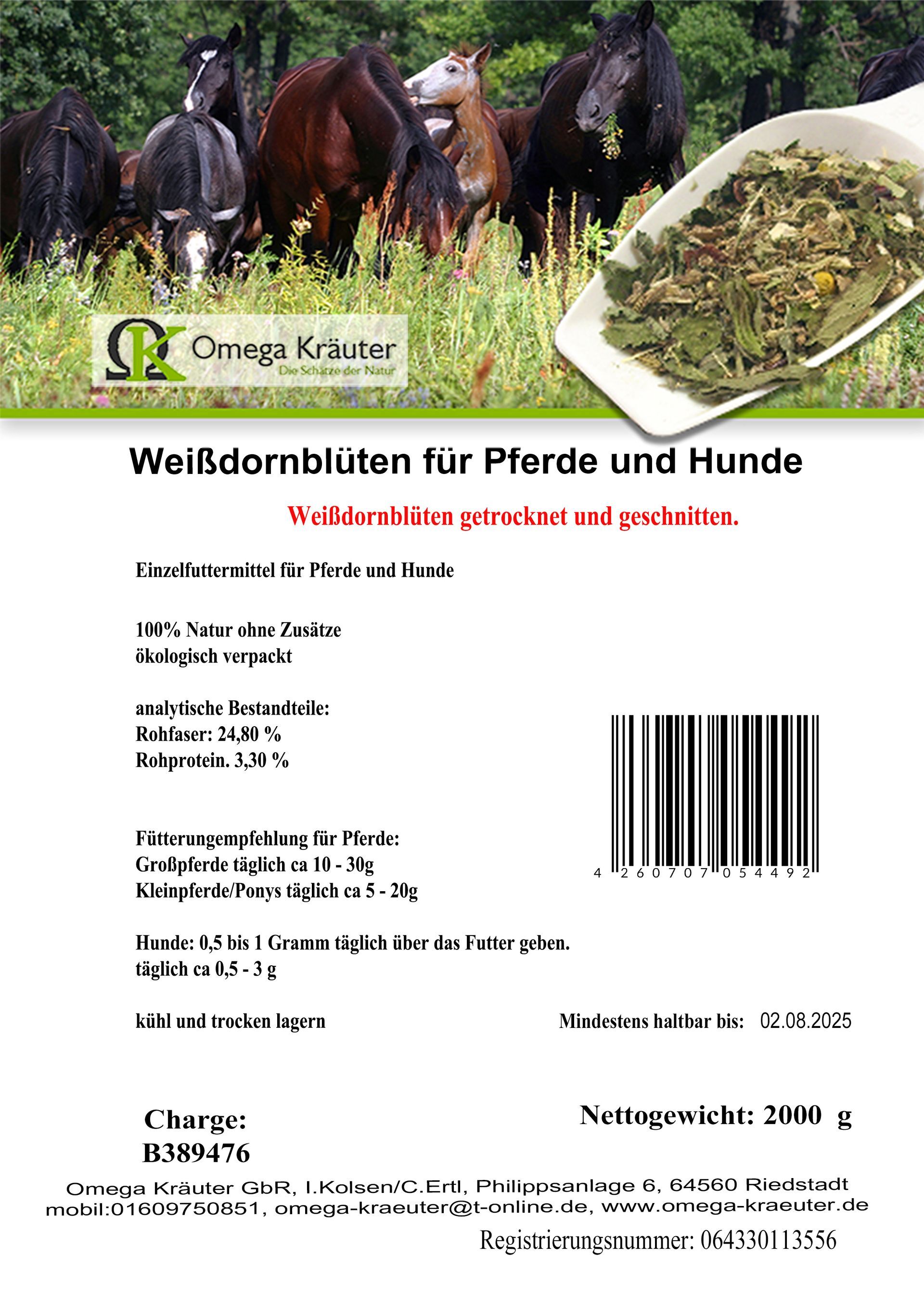 Weißdornblüten für Pferde und Hunde