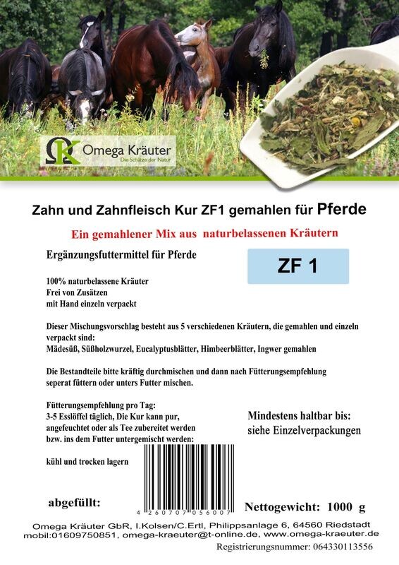 Zahn und Zahnfleisch Mix ZF1 gemahlen für Pferde