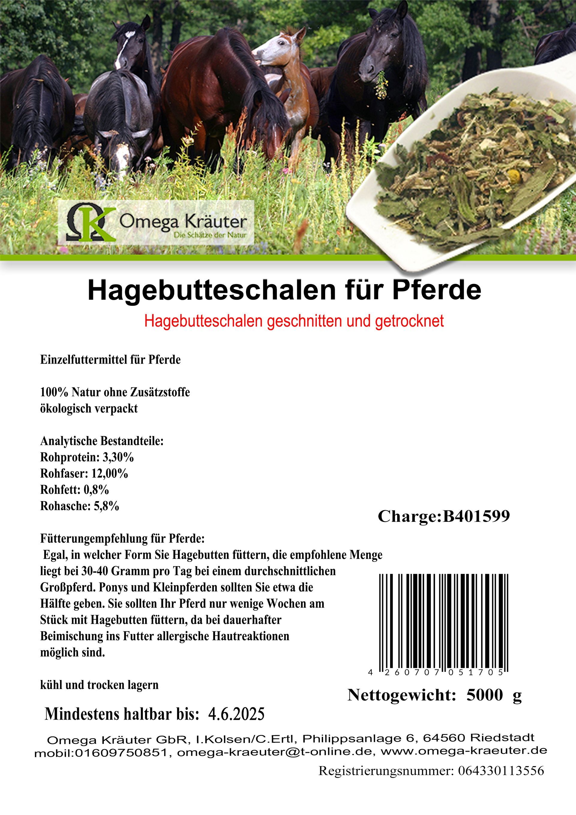 Hagebutteschalen geschnitten für Pferde