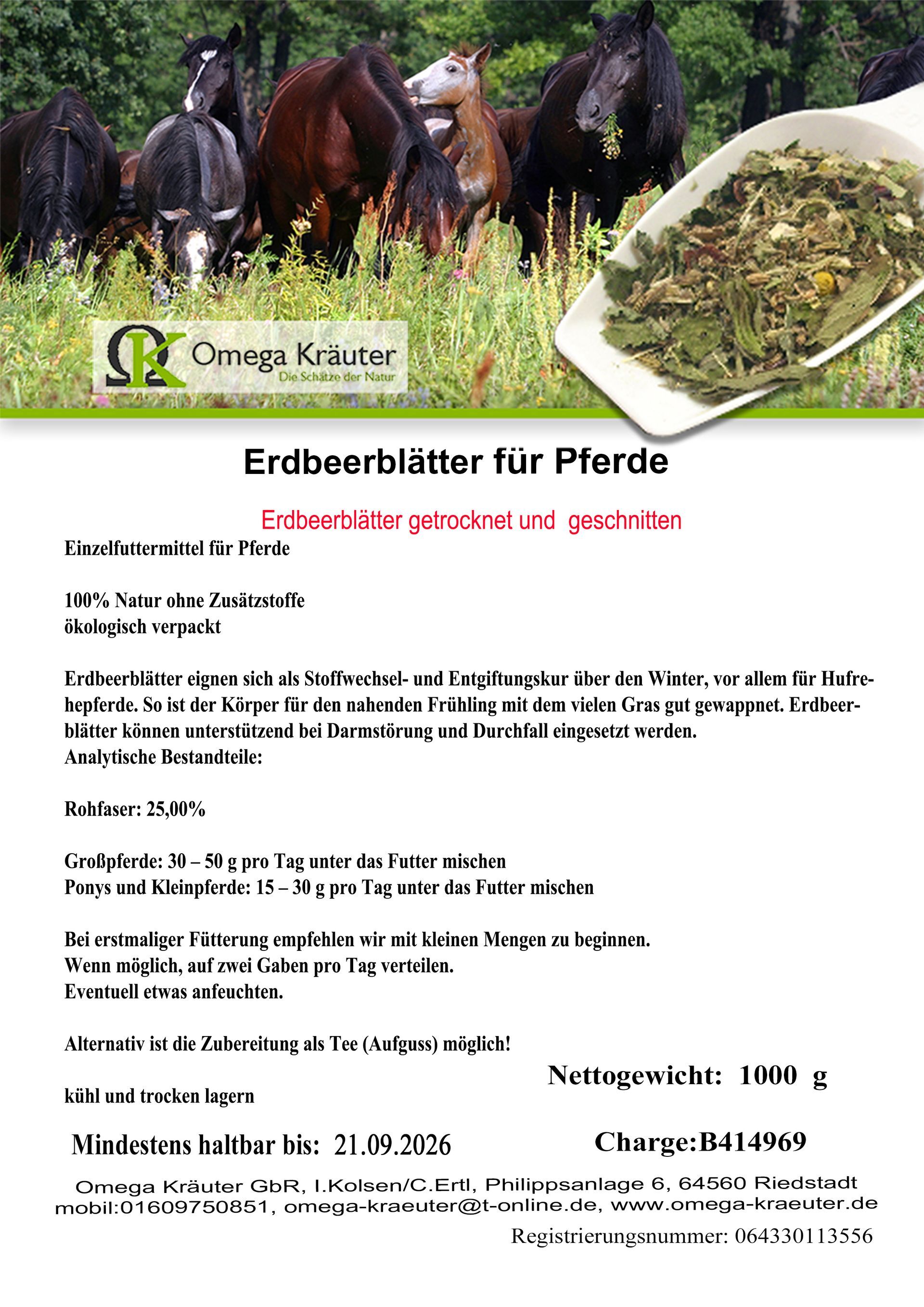 Erdbeerblätter für Pferde