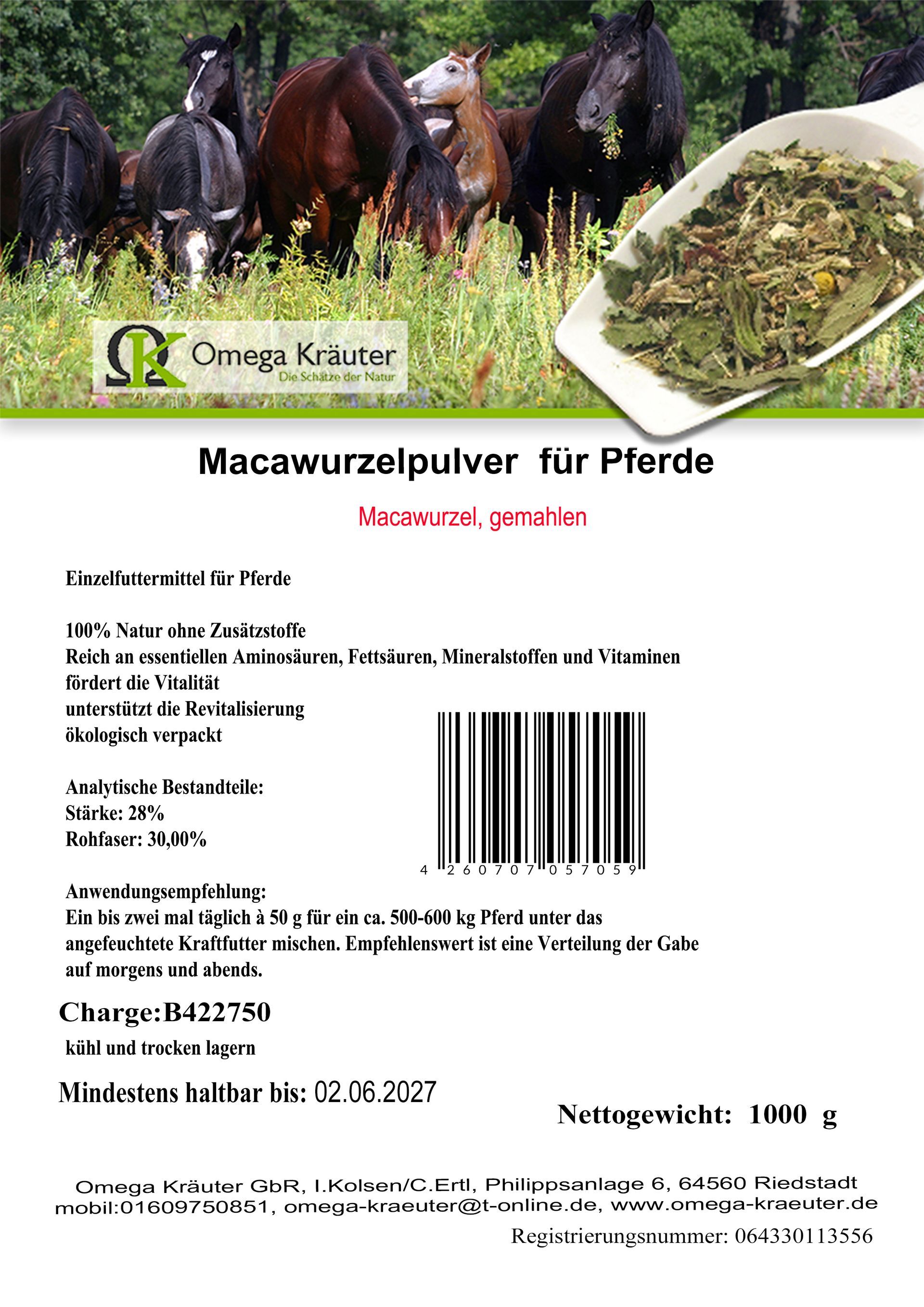 Macawurzelpulver  für Pferde