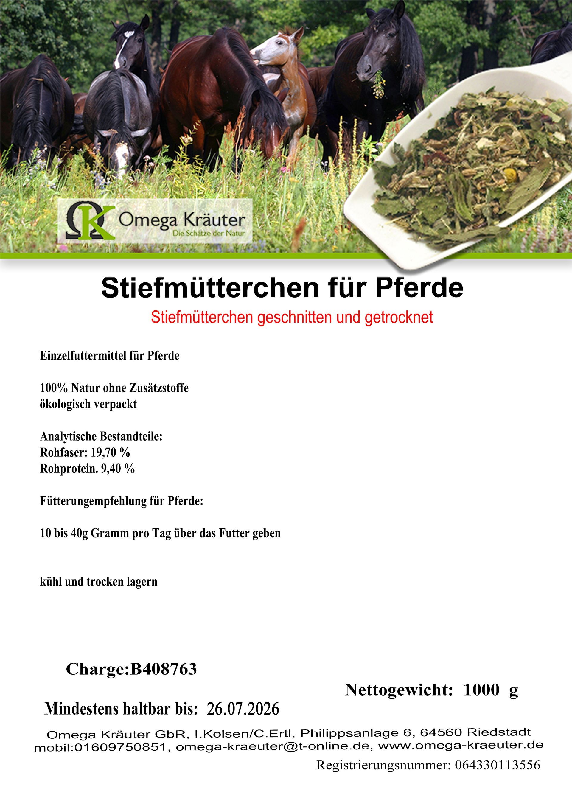 Stiefmütterchenblätter geschnitten für Pferde und Hunde