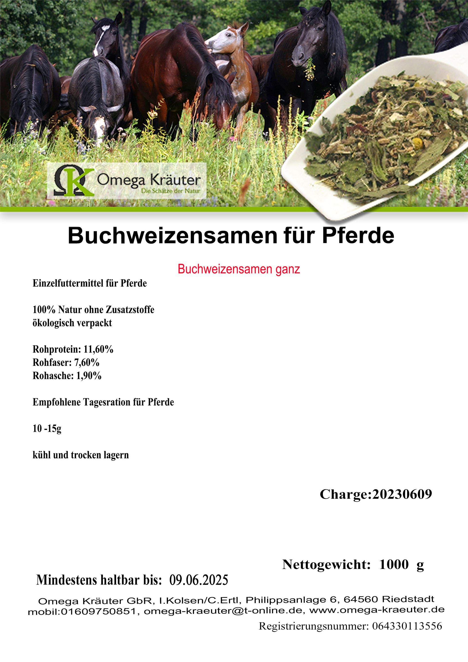 Buchweizen ganz für Pferde