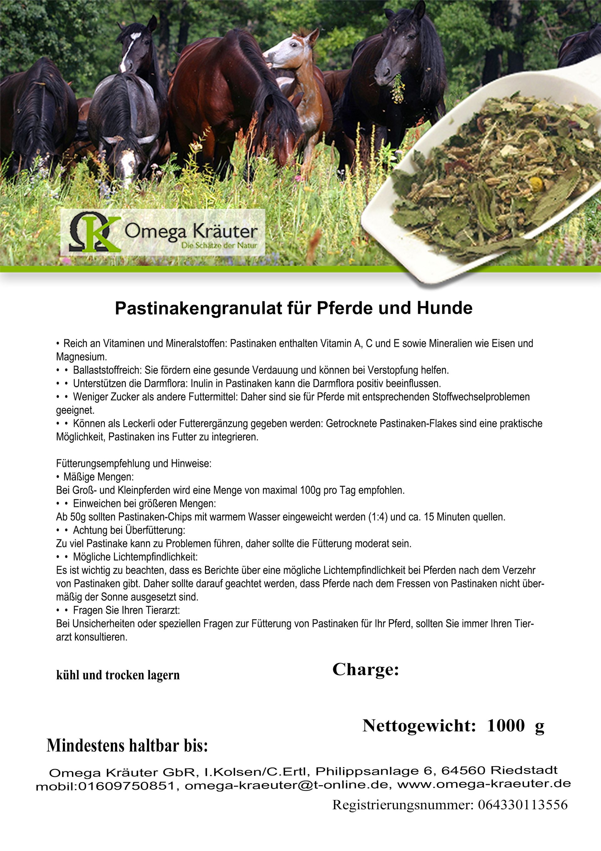 Pastinakengranulat 1-3mm für Pferde und Hunde