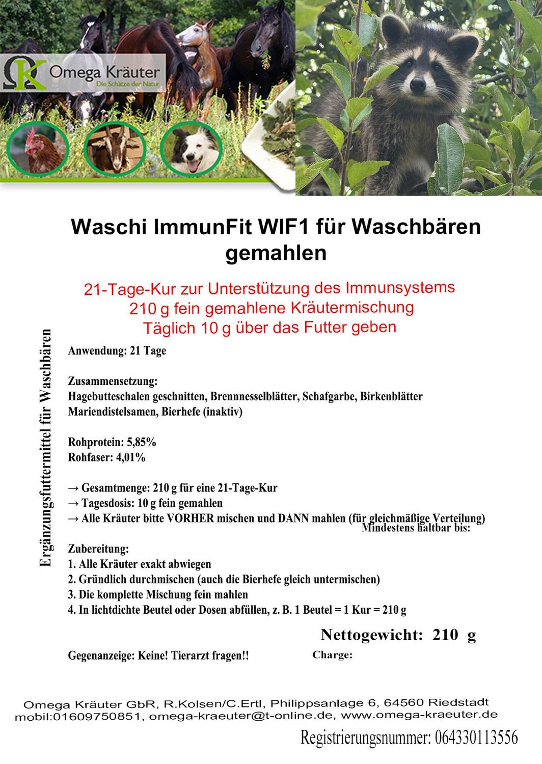 Waschi ImmunFit WIF1 für Waschbären gemahlen