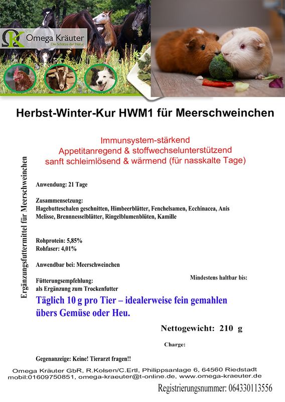 Herbst-Winter-Kur HWM1 für Meerschweinchen Herbst-Winter-Kur HWM1 für Meerschweinchen