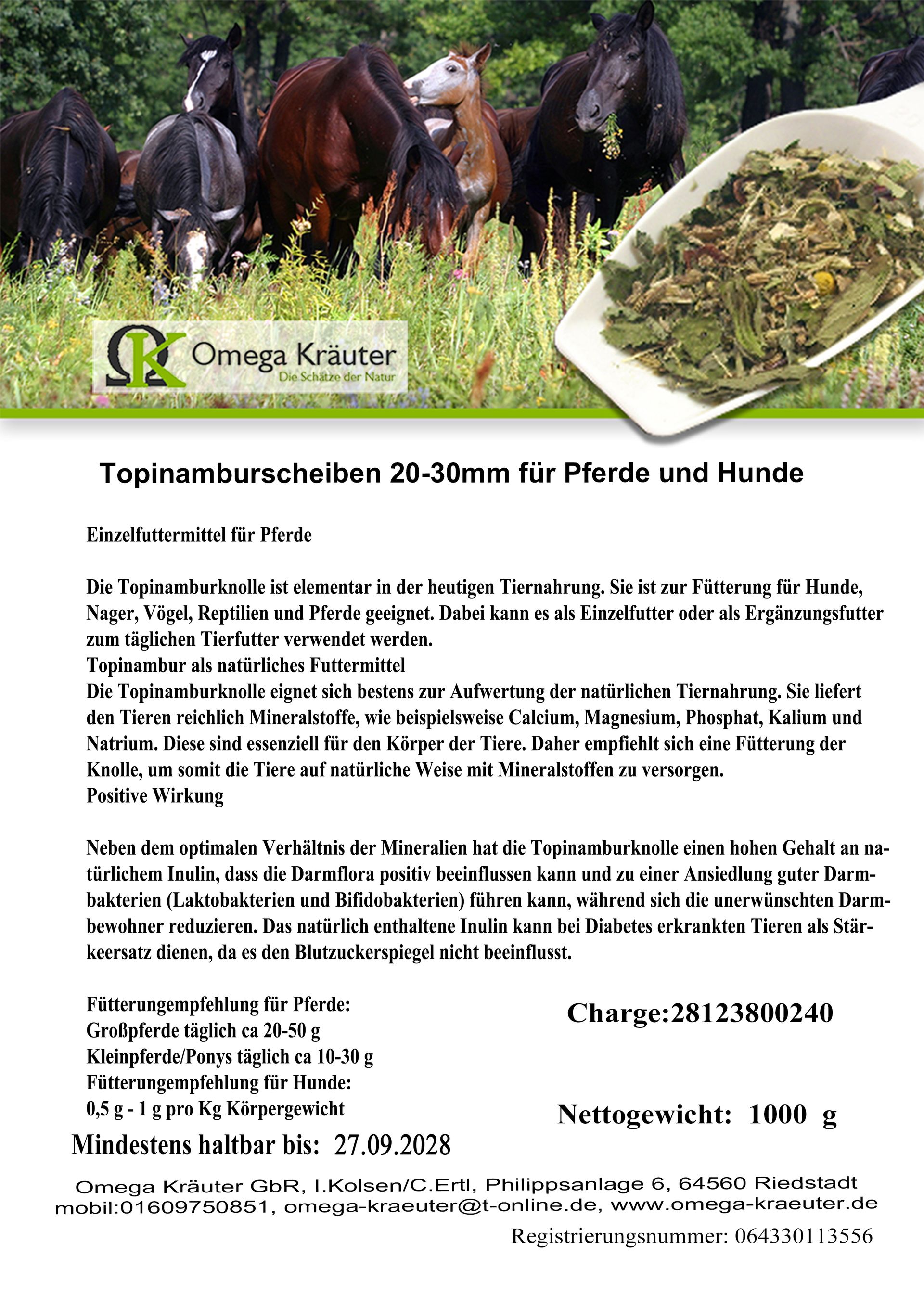 Topinamscheiben 20-30mm für Pferde und Hunde