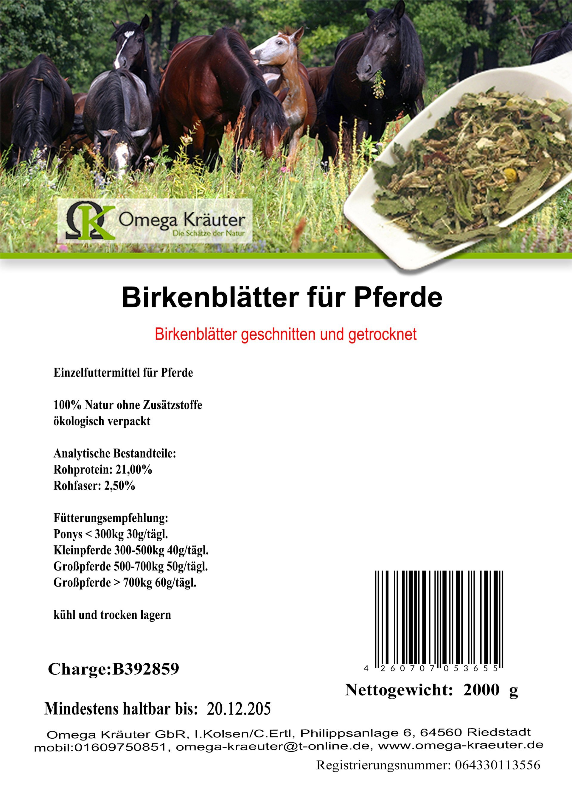 Birkenblätter geschnitten für Pferde