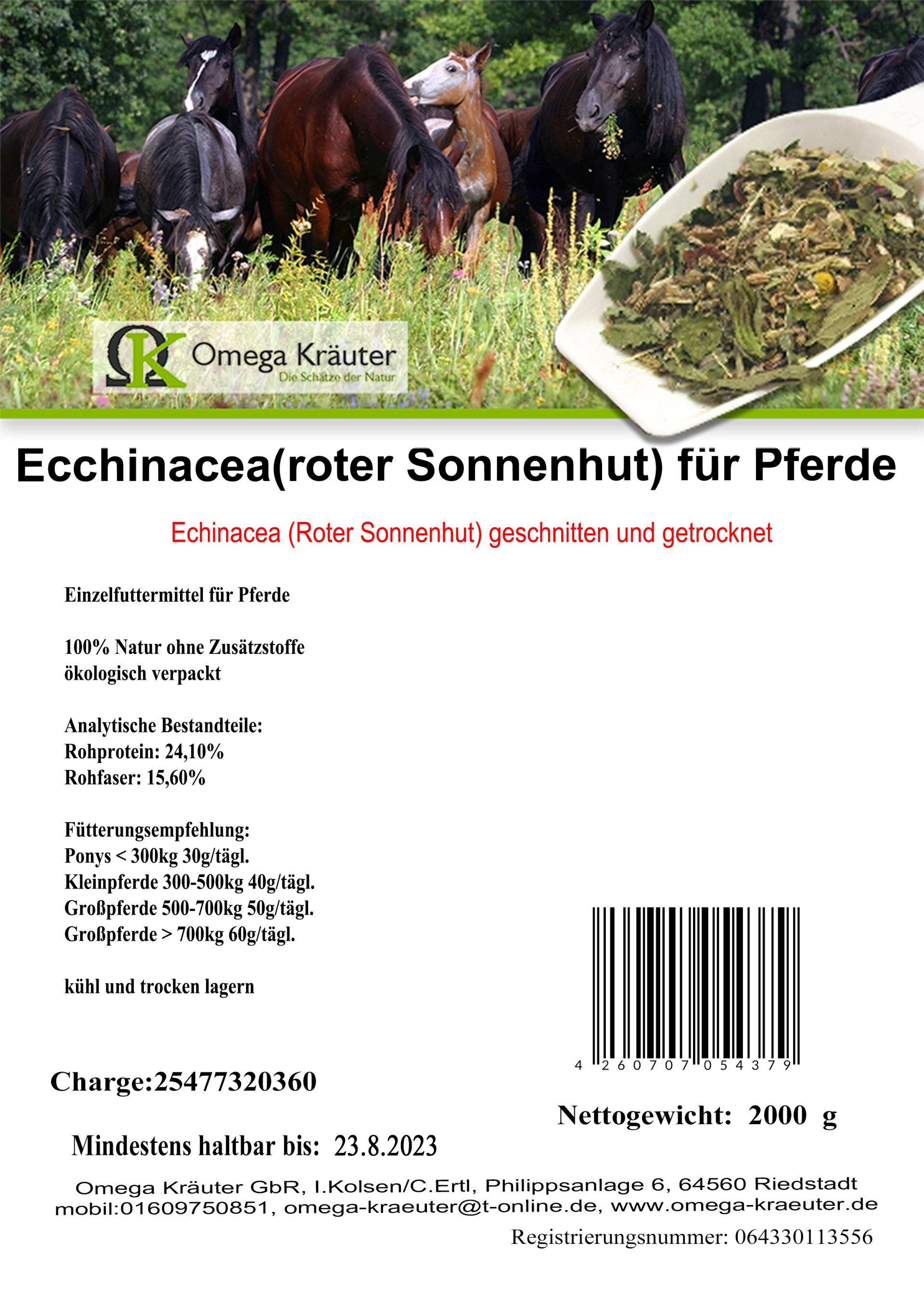 Ecchinaceakraut geschnitten für Pferde