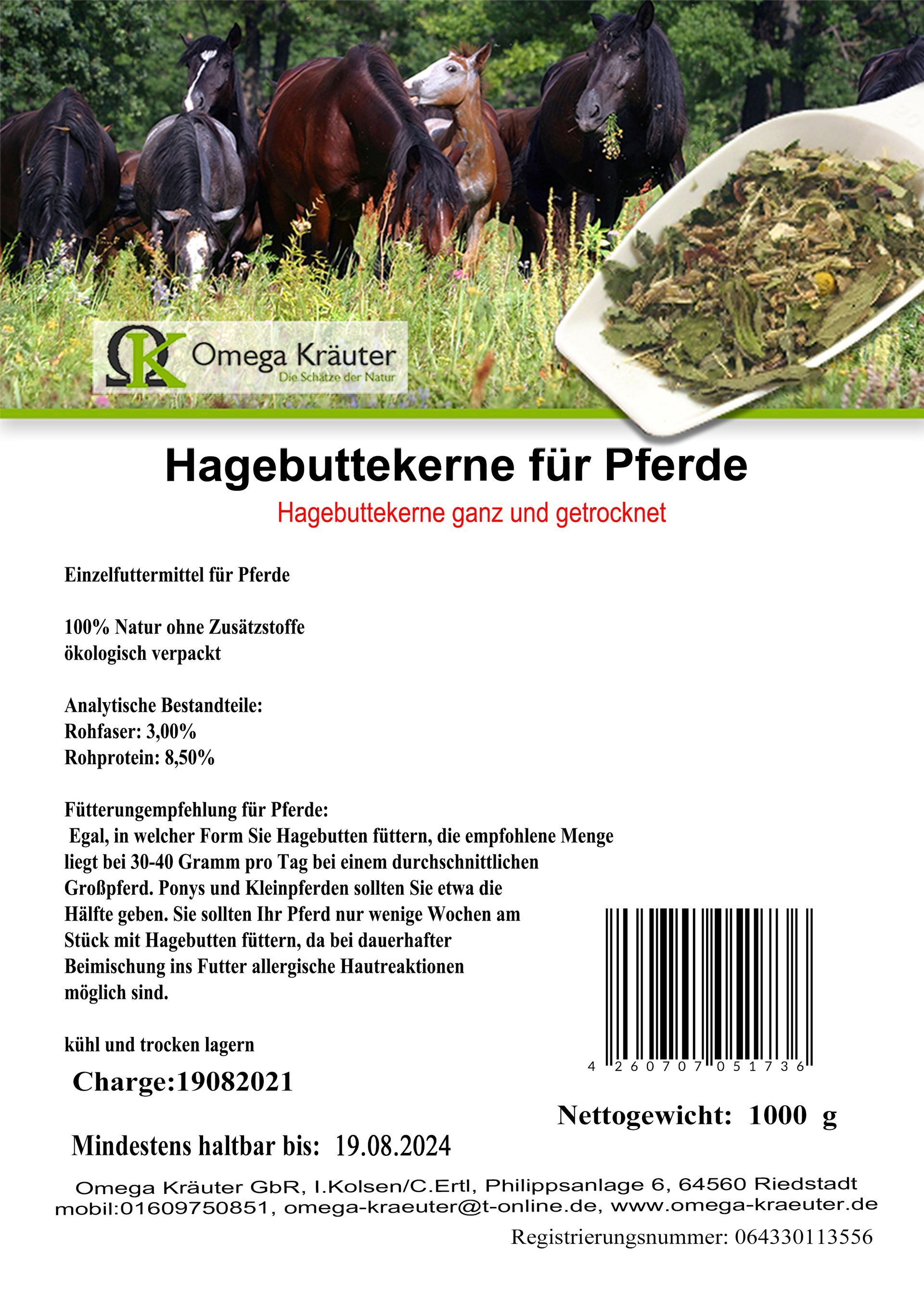 Hagebuttenkerne ganz für Pferde