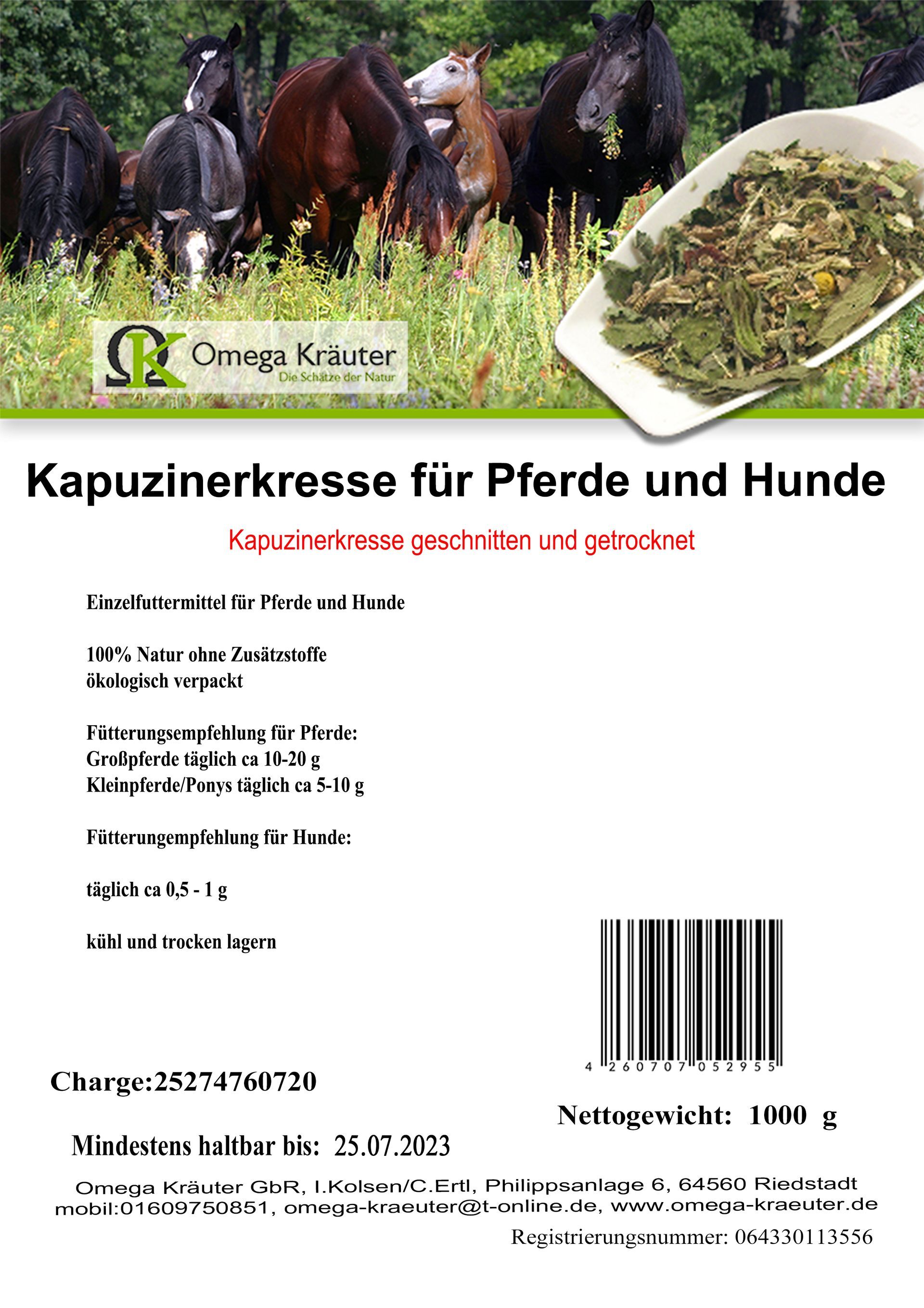 Kapuzinerkresse für Pferde und Hunde